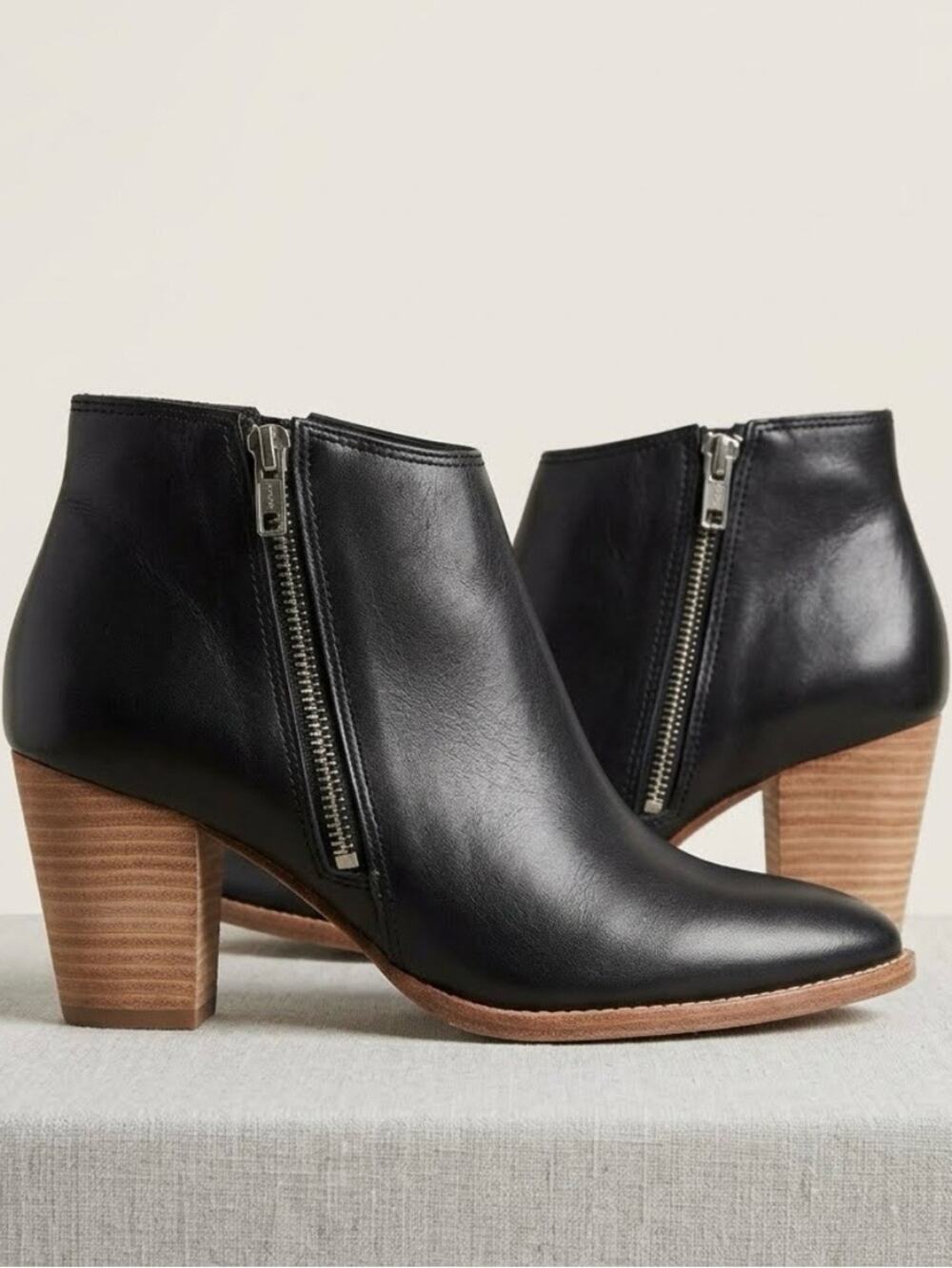 Madewell The Billie Leather Ankle Boots Black Size 8.5